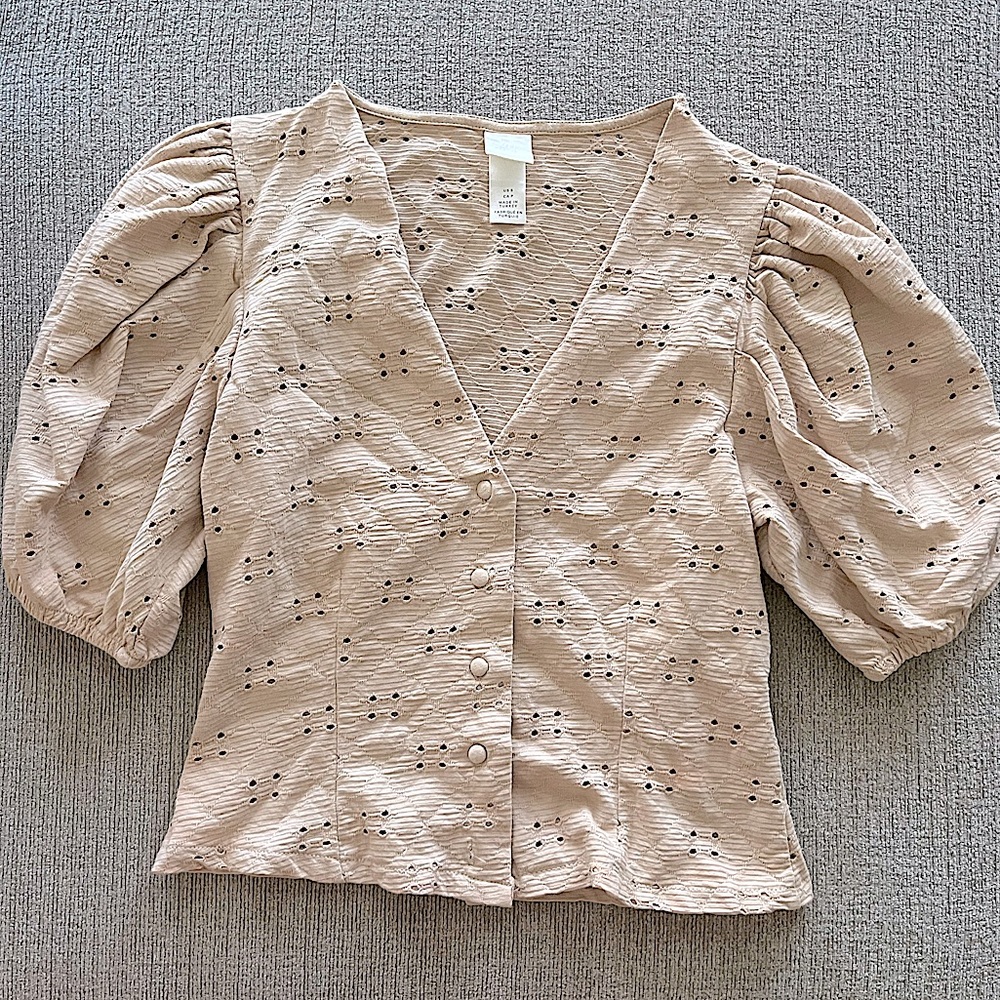 H&M puff sleeve crop top size S